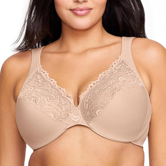 Glamorise Women's Plus Size Low Cut Wonderwire Lace Bra Review