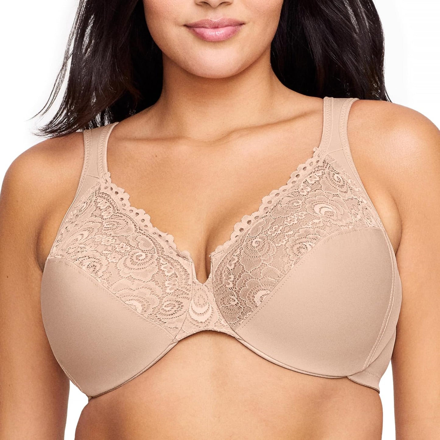 Glamorise Women's Plus Size Low Cut Wonderwire Lace Bra Review