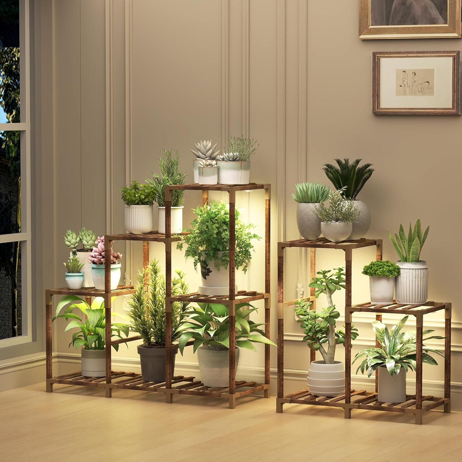 12 Tier Corner Plant Stand with Grow Lights for Indoor Plants