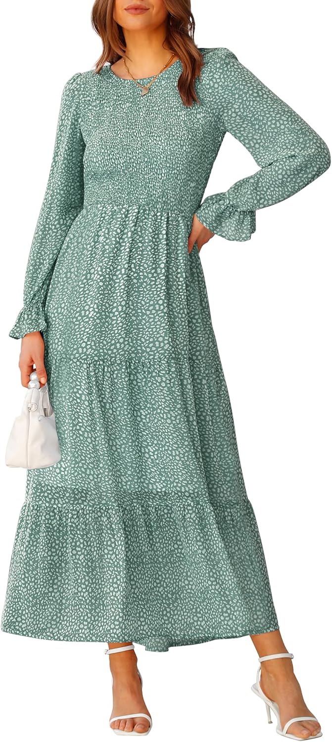 BTFBM Womens Casual Floral Maxi Dress for All Seasons