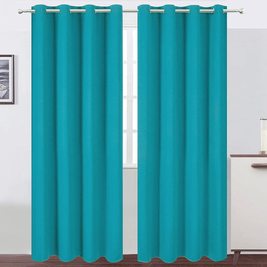 LEMO Teal Blackout Curtains Set of 2 for Room Darkening Needs