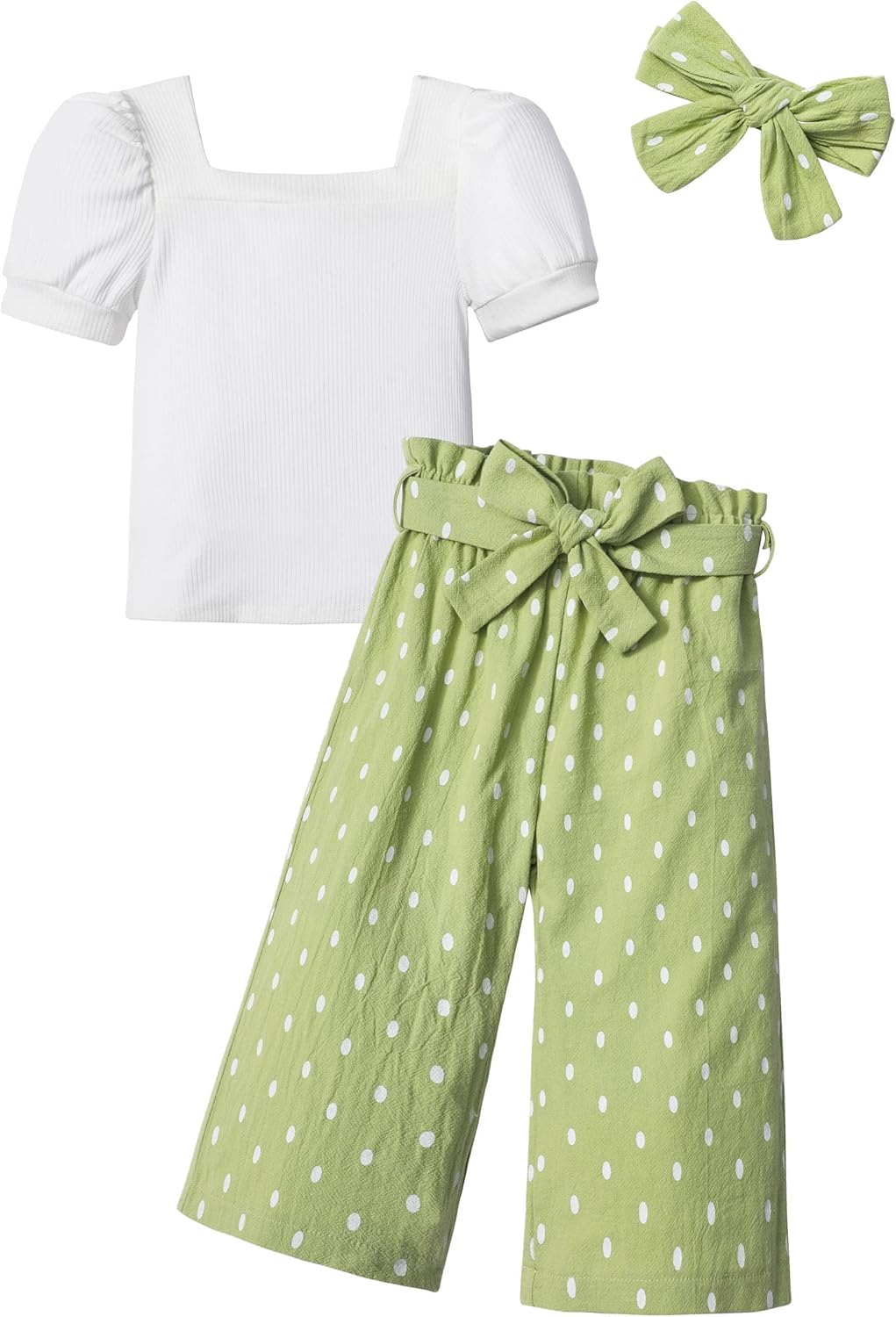 Toddler Girls Clothes Set with Square Neck Shirt and Stylish Pants