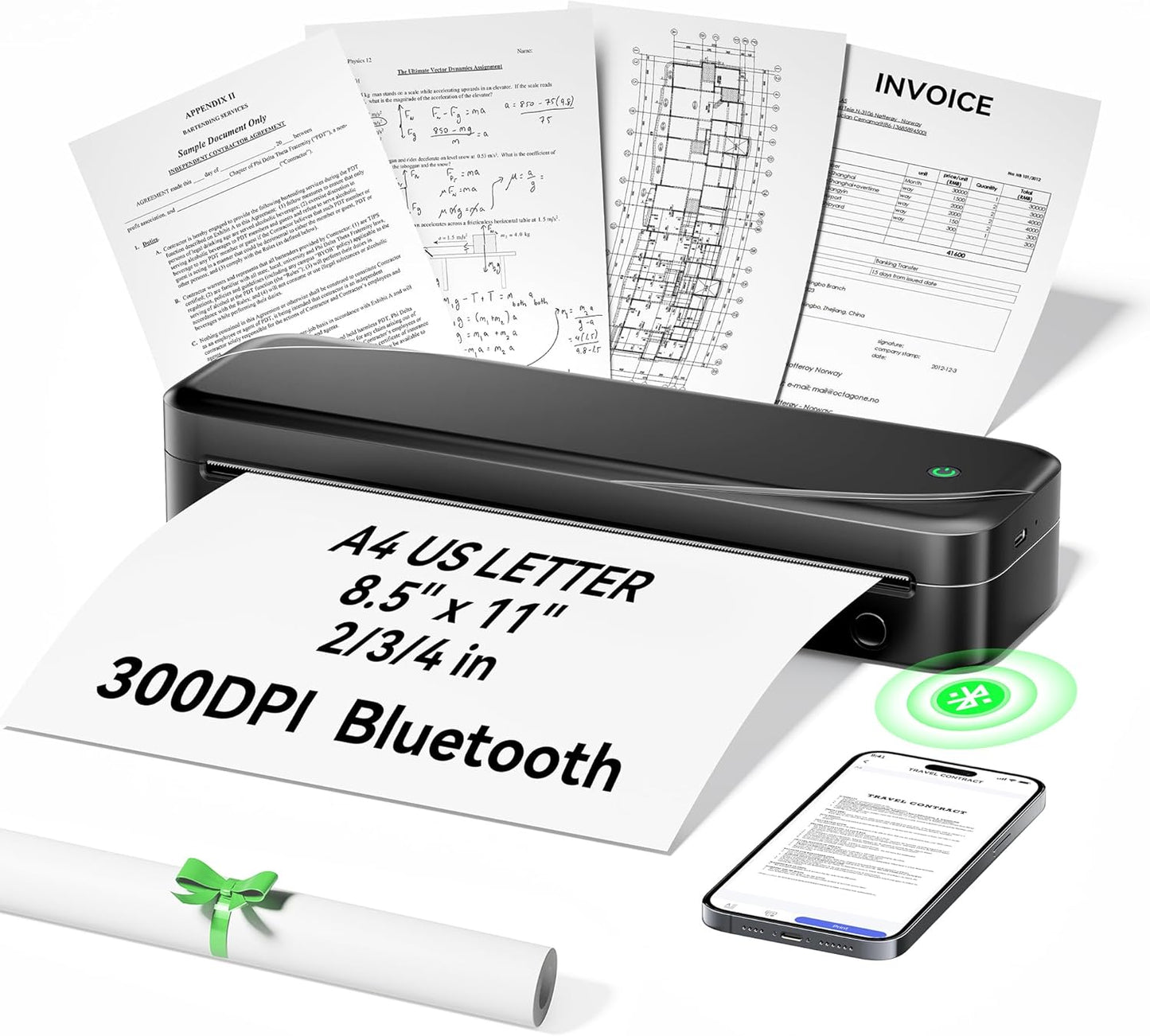Portable Wireless Thermal Printer for Travel and Home Office