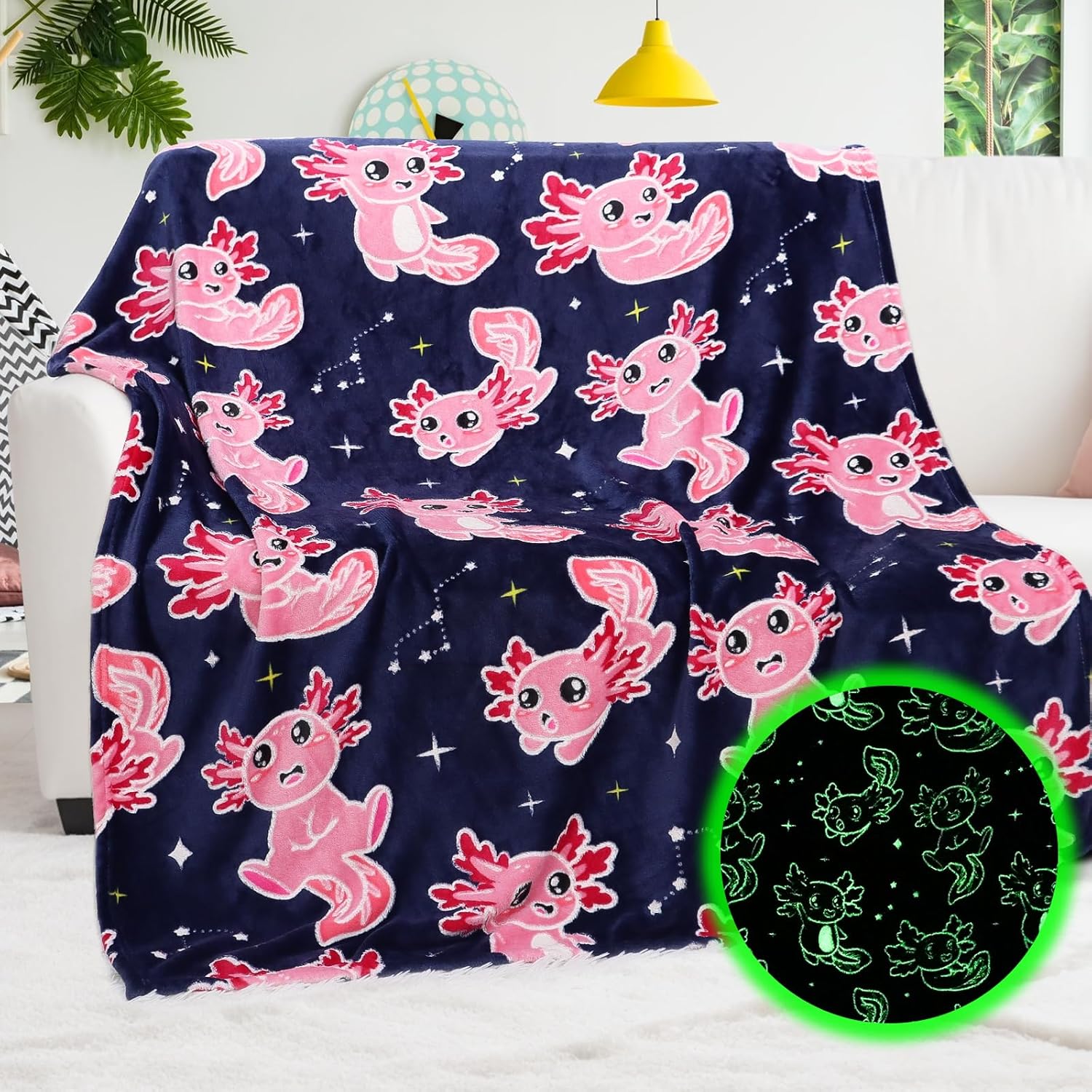 Twin Size Axolotl Throw Blanket for Cozy Nights and Fun