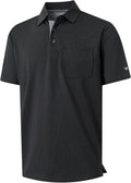 Mens Polo Shirts Short Sleeve Dry Fit - Jacquard Performance Pocket