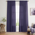 Purple Linen Blend Light Filtering Back Tab Curtains 84 in - Semi