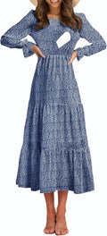 Women's Nursing Dress Smocked Tiered Midi with Pockets - Versatile