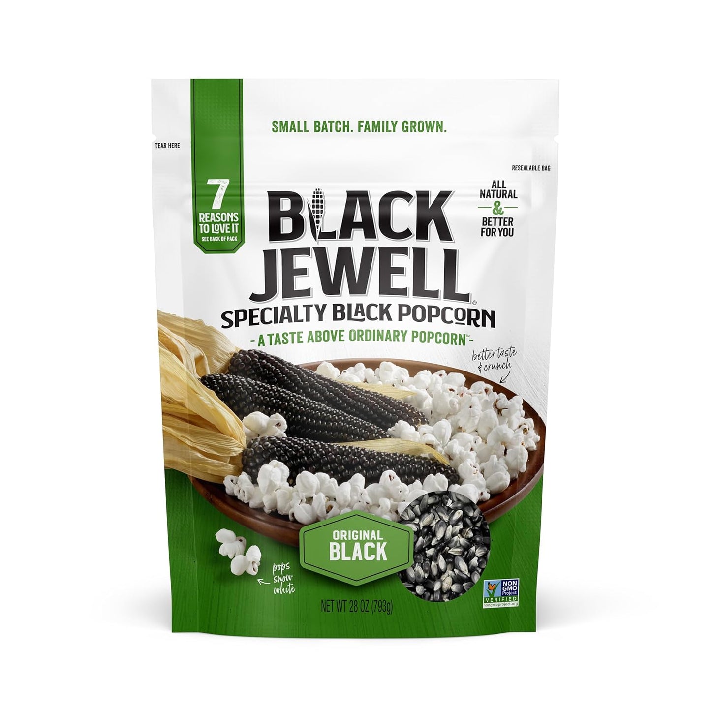 Black Jewell Hulless Popcorn - Gourmet, Gluten Free Snack