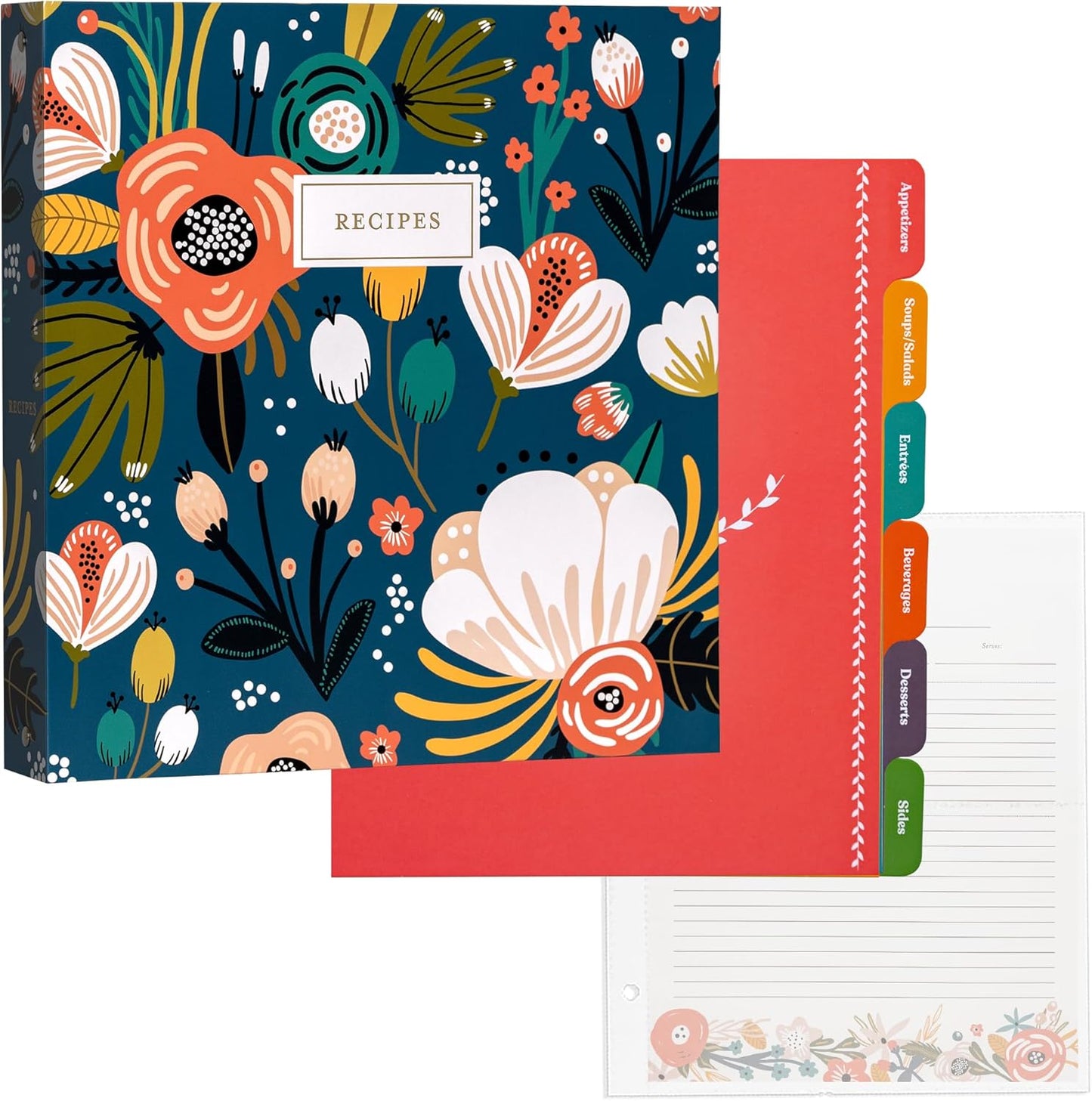Sturdy 3 Ring Recipe Binder with Clear Sleeves for Organization
