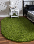 Uber Cozy Solid Shag 5 ft x 8 ft Oval Grass Green Rug - Soft Comfort
