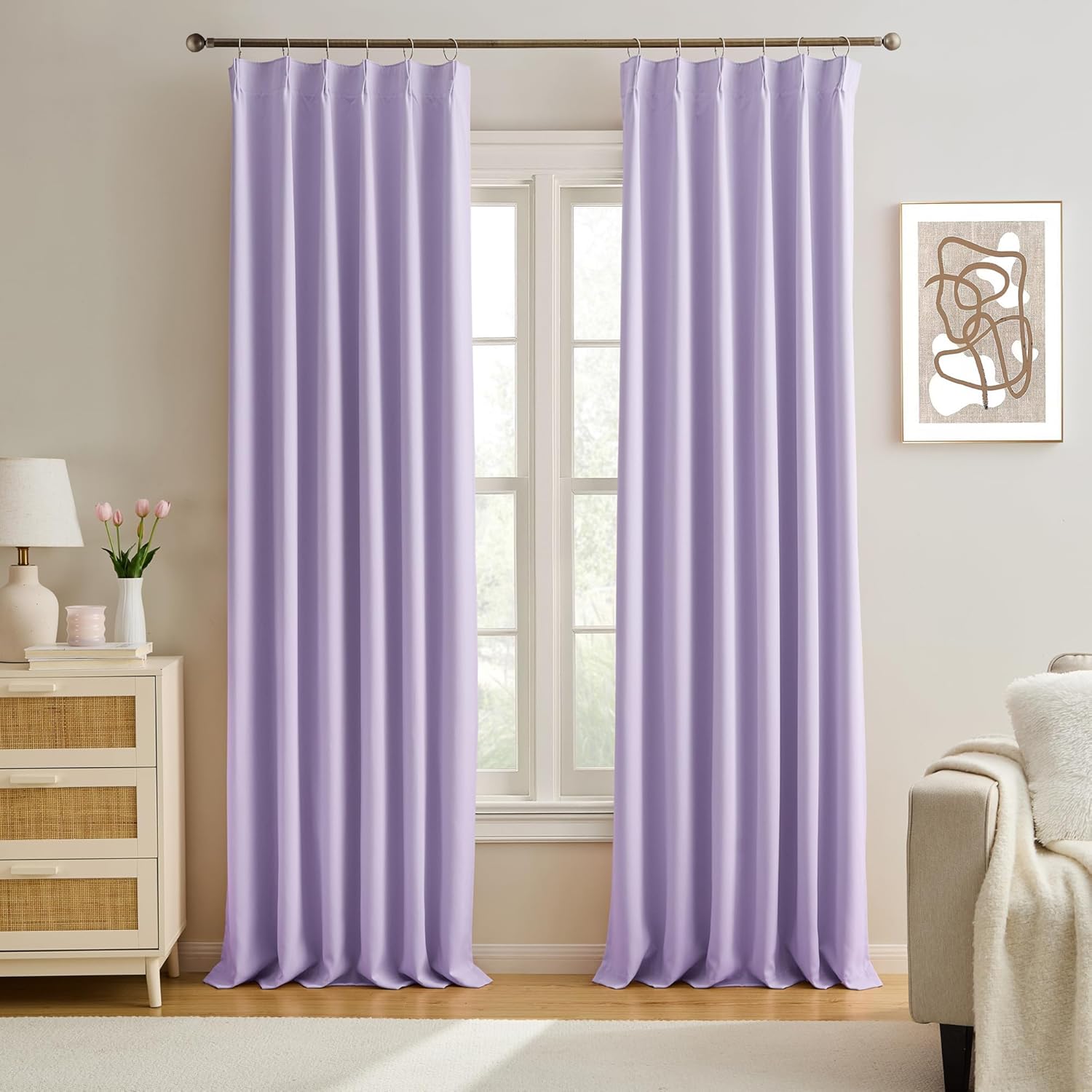 Lilac Light Purple Room Darkening Curtains for Modern Homes
