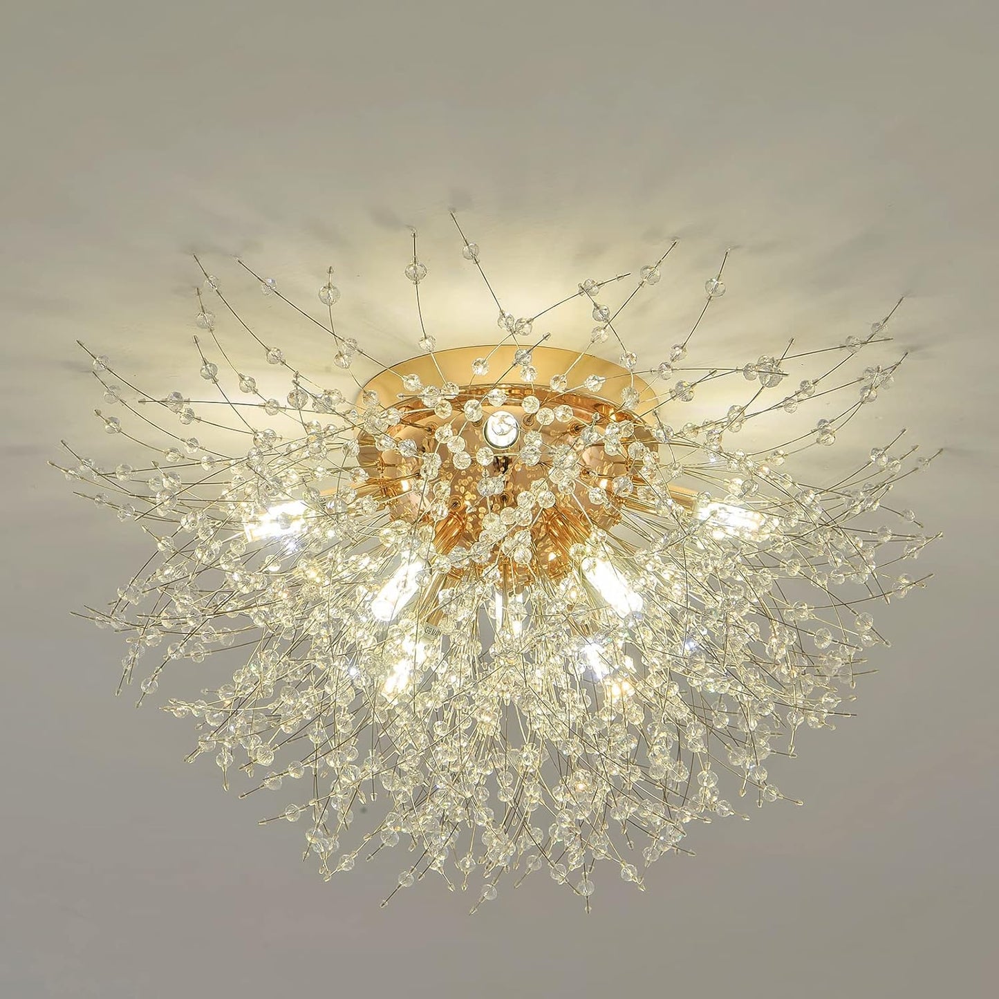 Sputnik Flush Mount Ceiling Light Fixture with Crystal Design