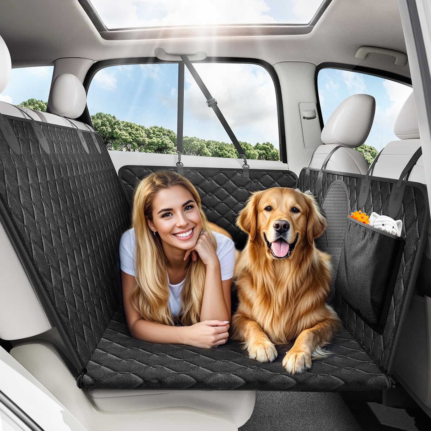 Back Seat Extender for Dogs - Waterproof Car Seat Cover