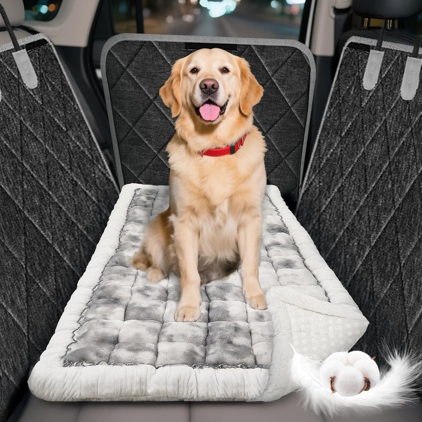 Thickened Dog Bed for Car Back Seat with Non-Slip Base
