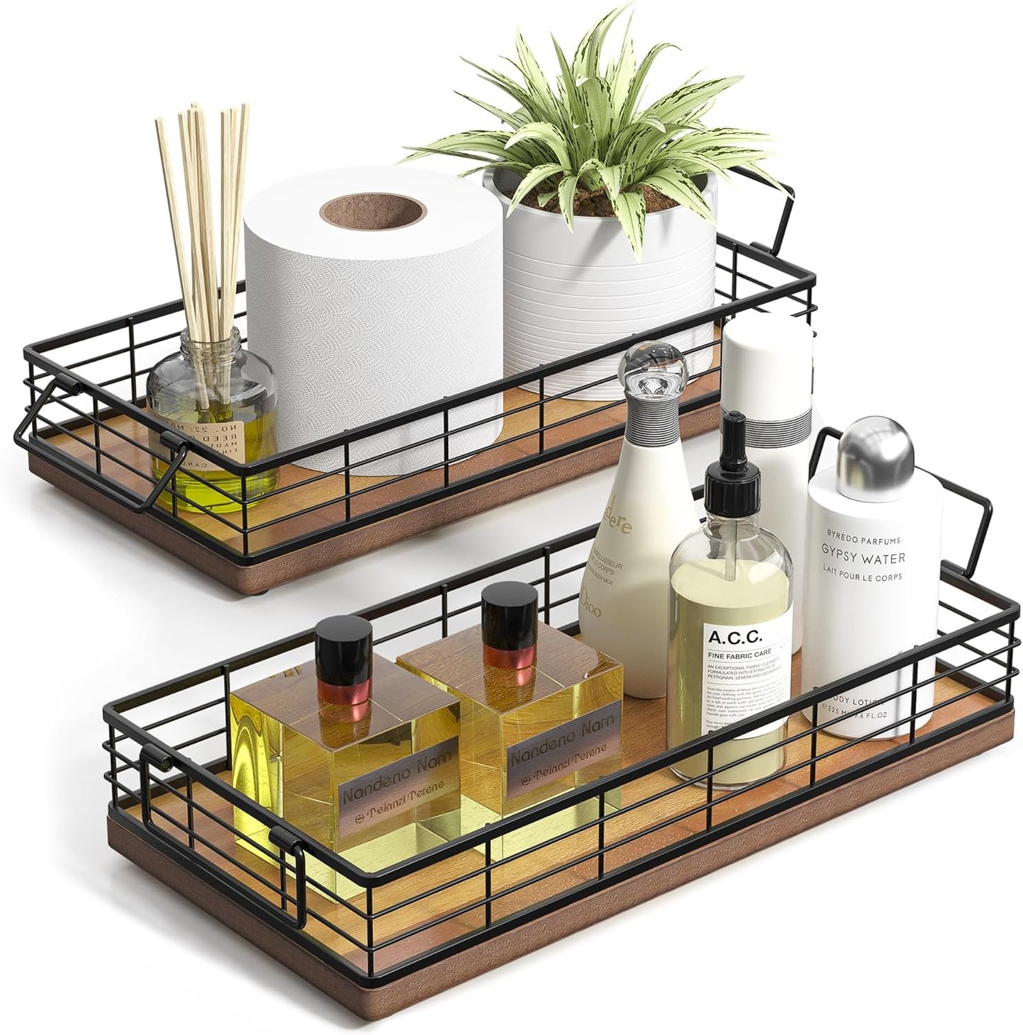 Acacia Toilet Paper Basket 2PCS for Stylish Bathroom Storage