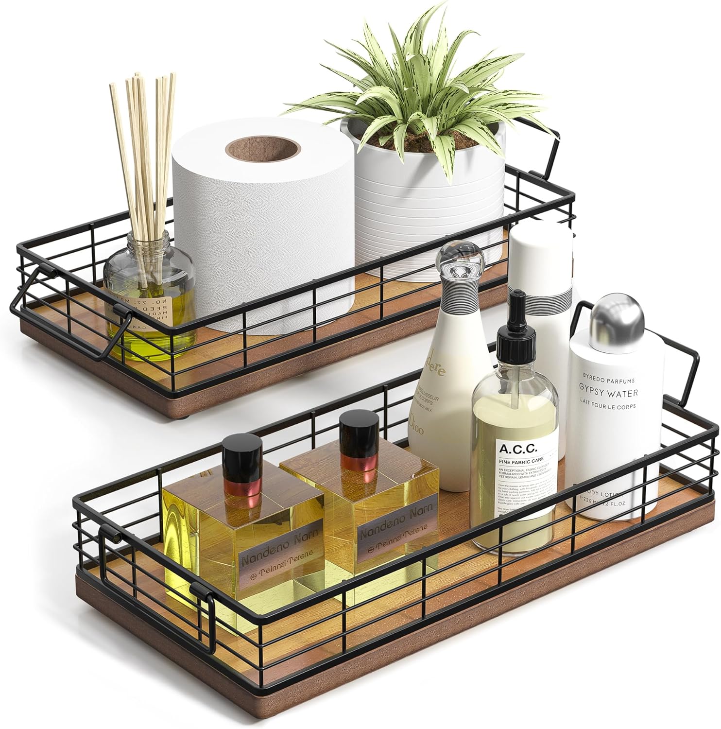 Acacia Toilet Paper Basket 2PCS for Stylish Bathroom Storage