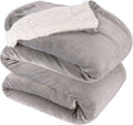 King Size Sherpa Blanket Light Grey 90x108 in - Soft Reversible Fleece