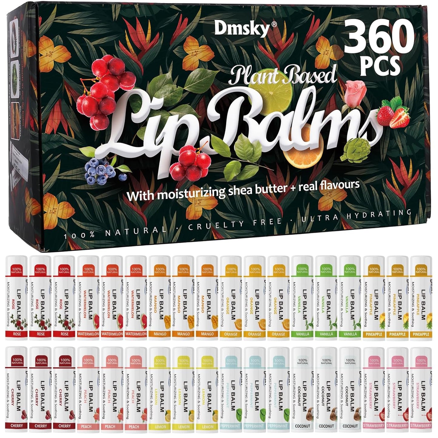 Dmsky Lip Balm Bulk - Hydrating Fruit Variety Pack for All