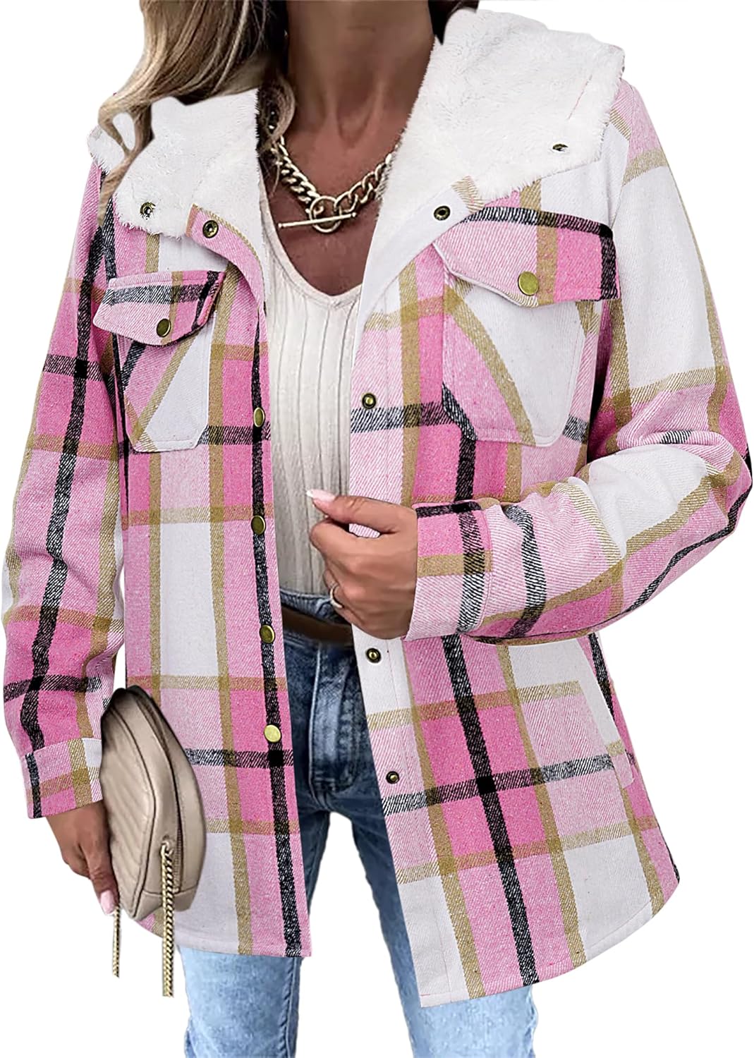 Stylish Womens Plaid Shacket Jacket for Fall and Winter Wear