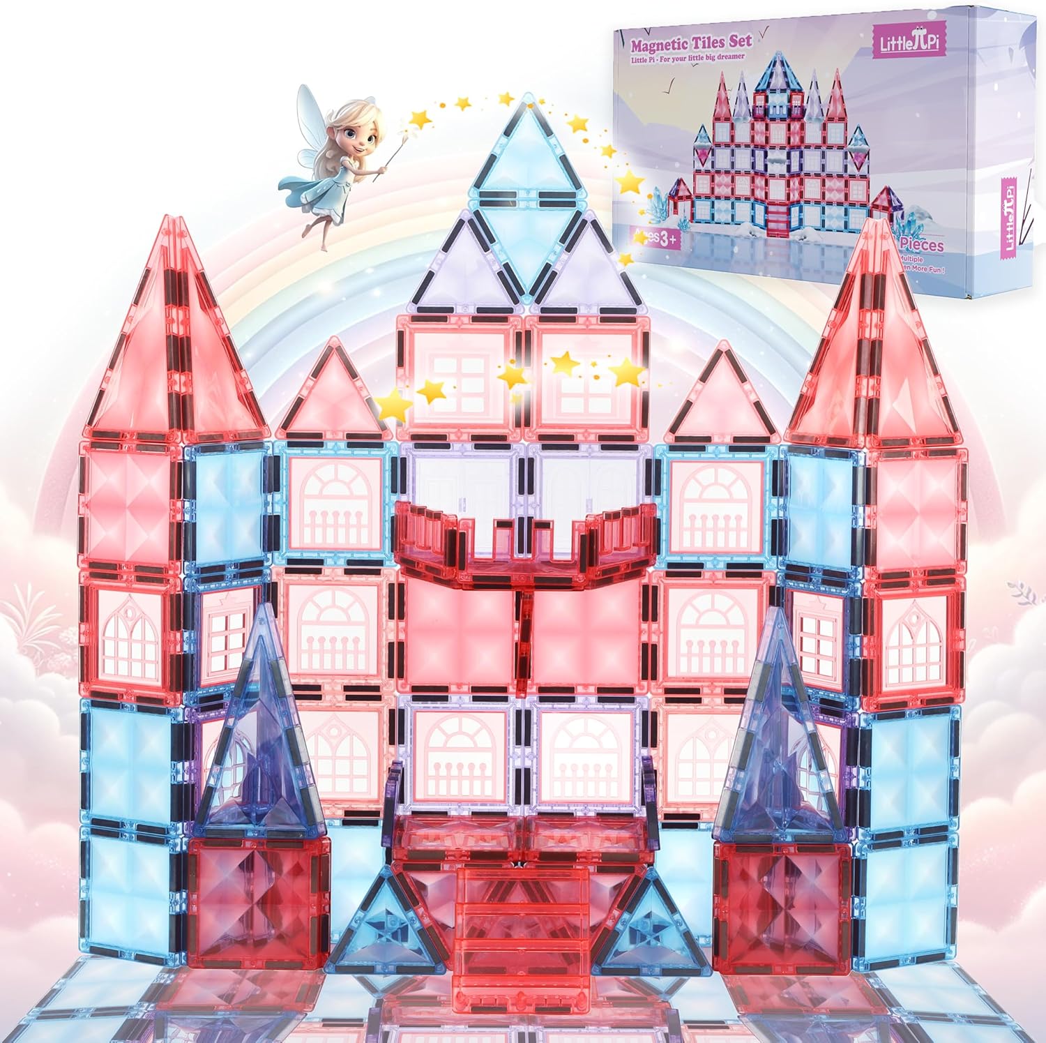 Magical Frozen Princess Castle Magnetic Tiles for Kids Play