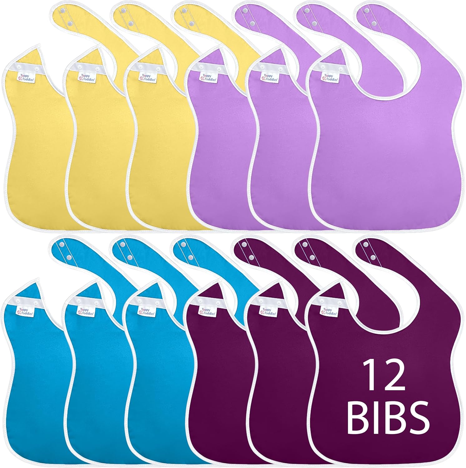 Large Waterproof Bibs for Babies - Pastel Collection 4pk, 12pk