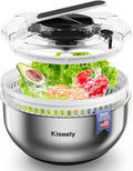 Easy Press Stainless Steel Salad Spinner - Dry Your Greens Fast!
