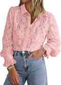 Long Sleeve Lace Blouse for Women - Dressy See-Through Top