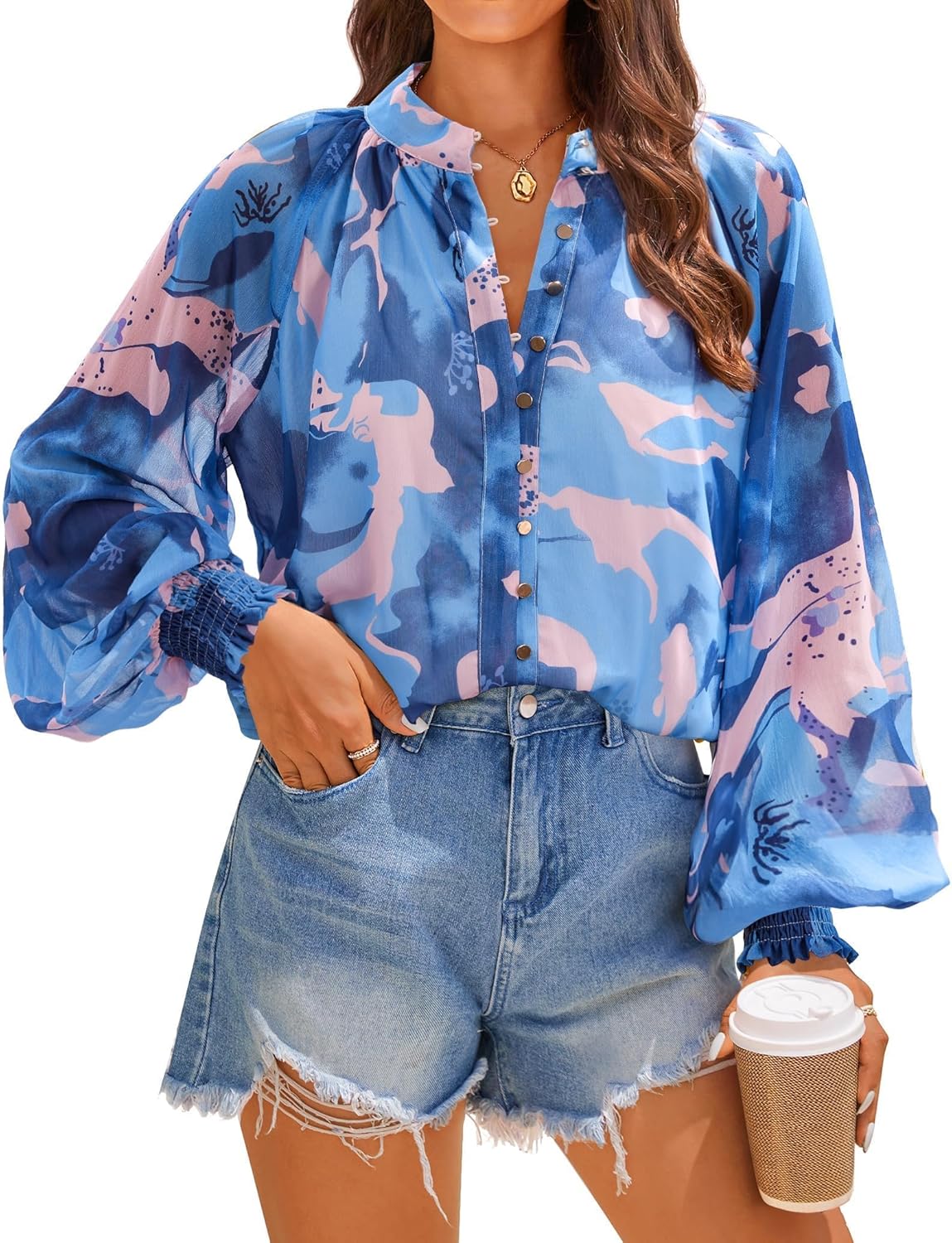 Stylish Floral Print Blouse for Women - Perfect Casual Fall Top