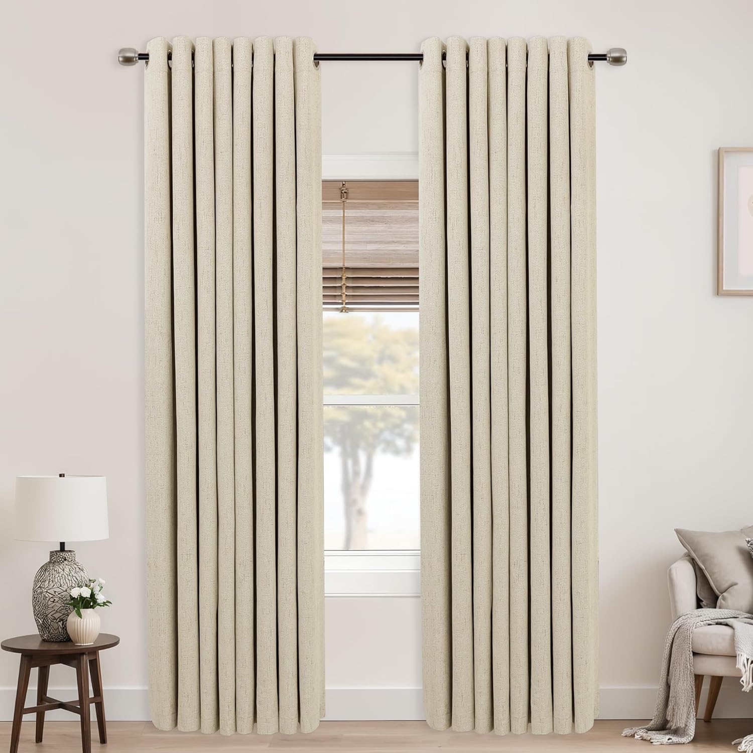 Mrs.Naturall Light Tan Grommet Linen Blackout Curtains Review