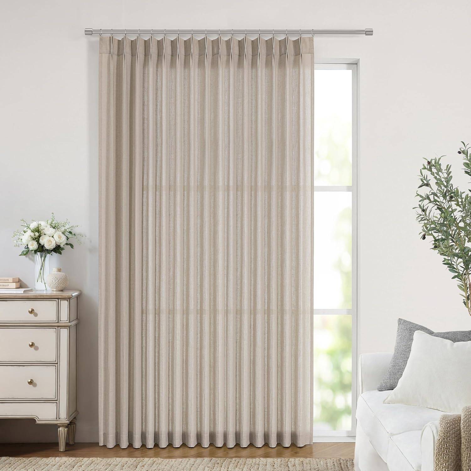 Vision Home Pinch Pleated Semi Sheer Curtains for Any Room