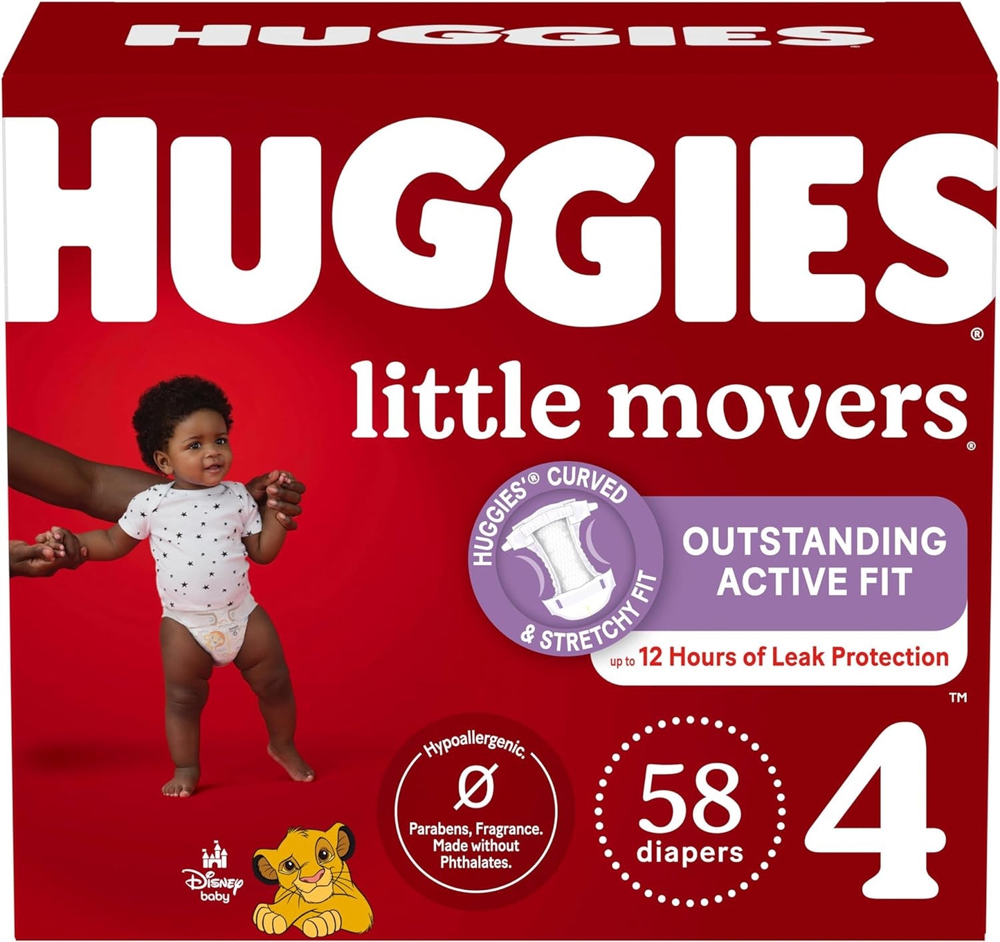 Huggies Little Movers Size 4 Diapers - 58 Pack - Active Baby Comfort
