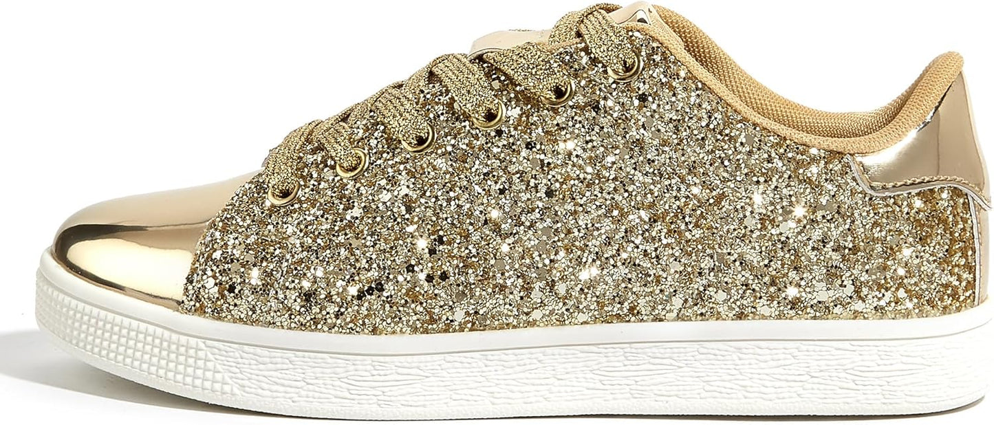 Glitter Shoes Sparkly Bling Shiny Lace Up Fashion Sneakers