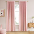 Nanspring Pink Linen Blackout Curtains 84 Inches for Bedroom