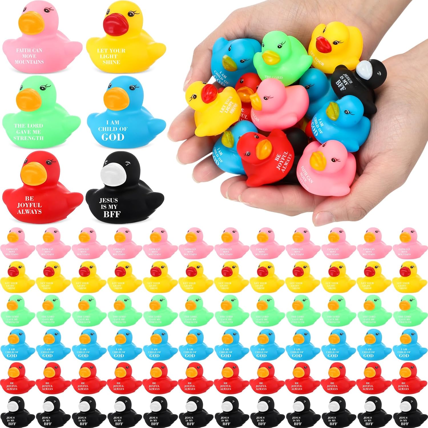 180 Pcs Christian Rubber Ducks for Festivals and Parties
