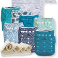 Cloth Diaper 7 Pack with Inserts & Wet Bag - Reusable Pocket Diapers
