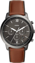 Fossil Men's Neutra 44mm Gray Dial Brown Leather Chronograph