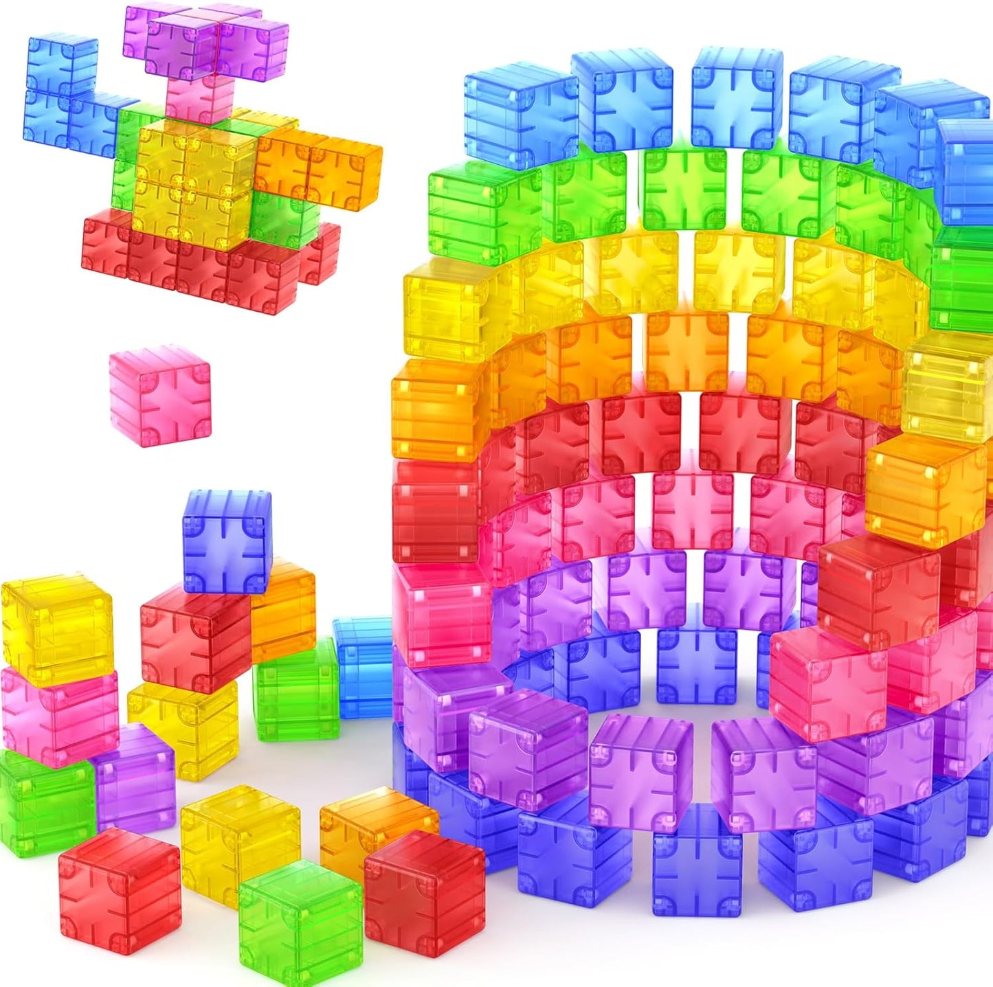 Magnetic Blocks - 52pcs Translucent Cubes for Creative Play