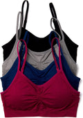 4-Pack Womens Cami Bralettes Nylon Spandex - Removable Pads Comfort