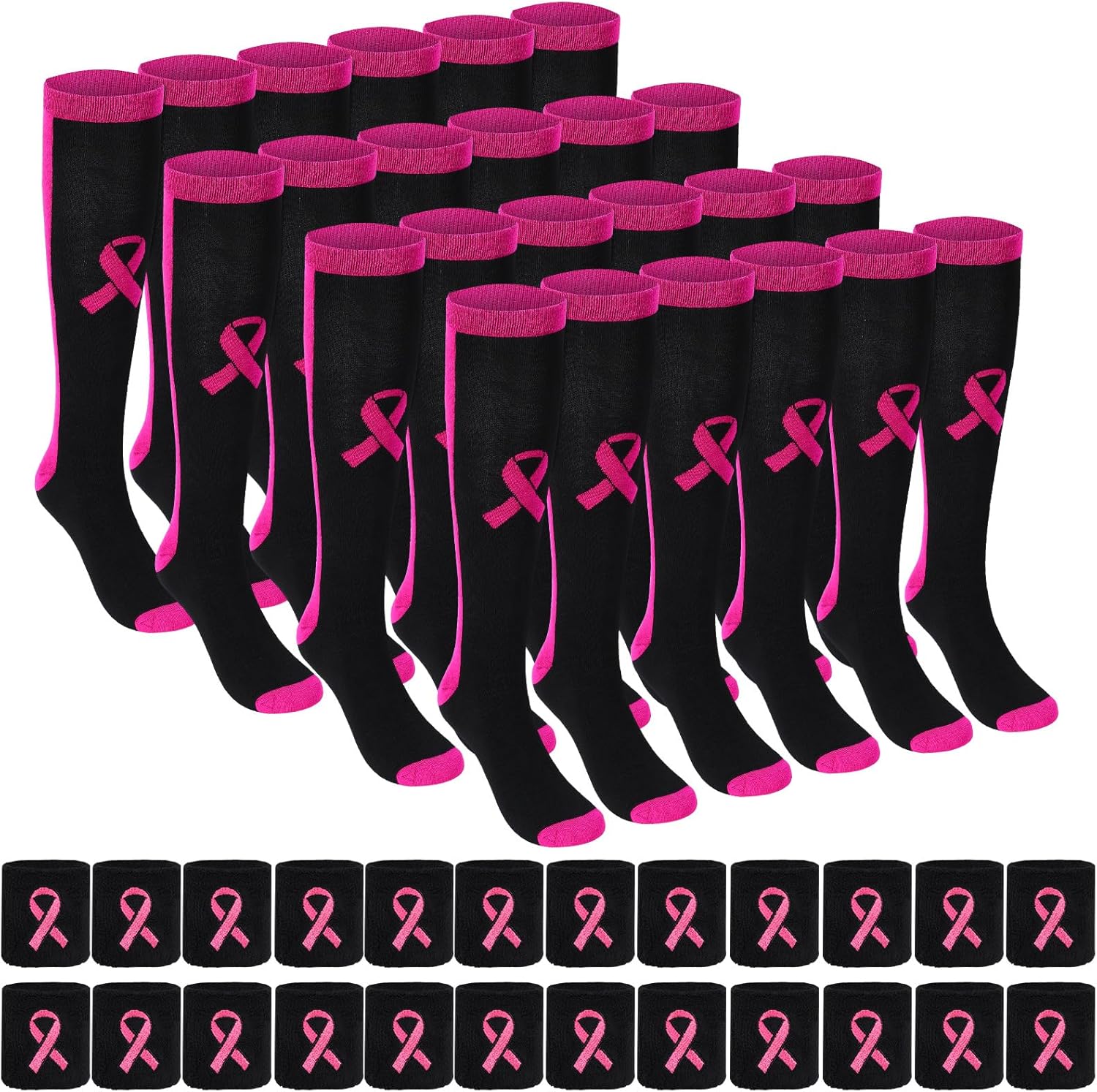 Breast Cancer Awareness Socks and Wristbands for Sports Events