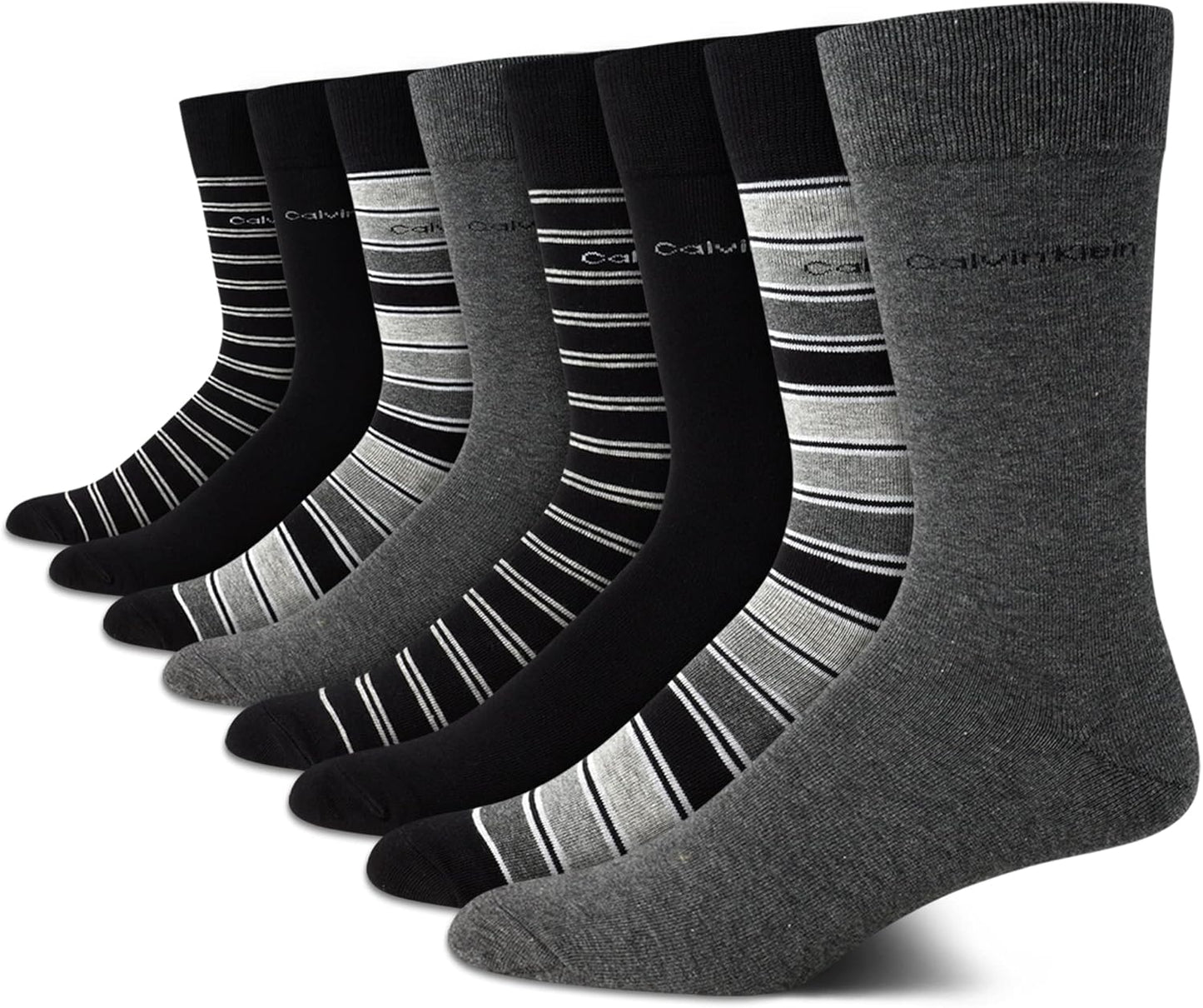 Calvin Klein Men's Dress Socks - 8 Pack Breathable Cotton Blend