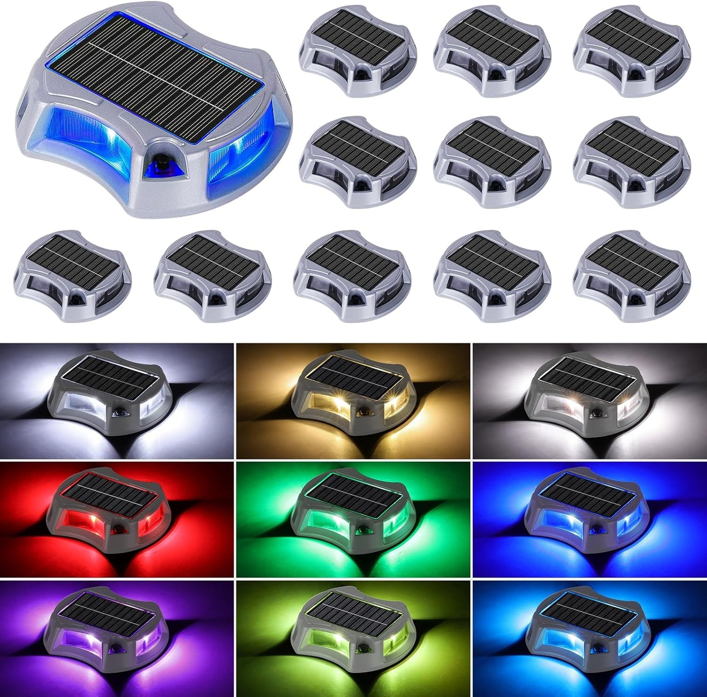 Bosceos Solar Driveway Lights - 12 Pack Outdoor LED Markers