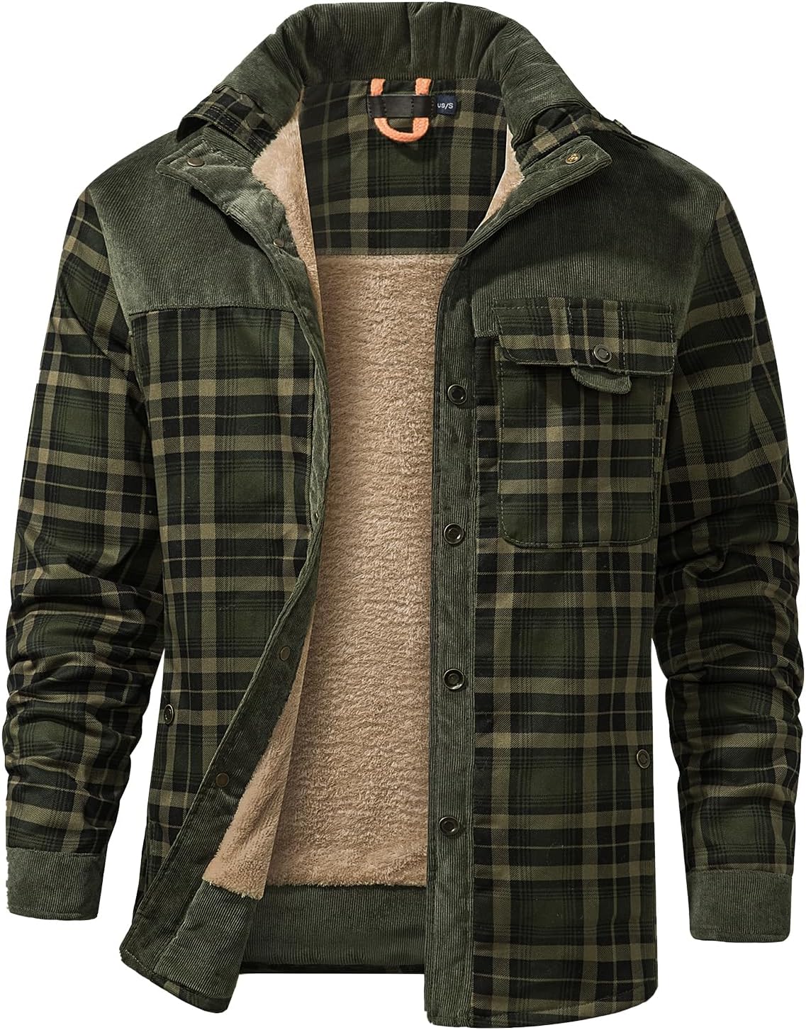 PEHMEA Men's Flannel Shirt Jacket: Warm Fleece Coat for Fall