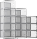XX-Large Clear Stackable Shoe Storage Boxes 12 Pack - Grey