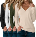 4 Pack Women's Long Sleeve Nursing Shirts with Hidden Zipper V Neck 5%