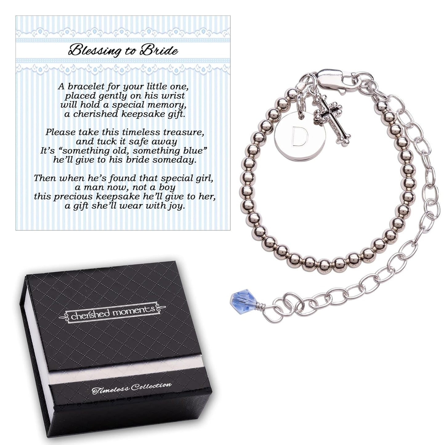 Cherished Moments Personalized Baby Blessing Cross Bracelet Gift