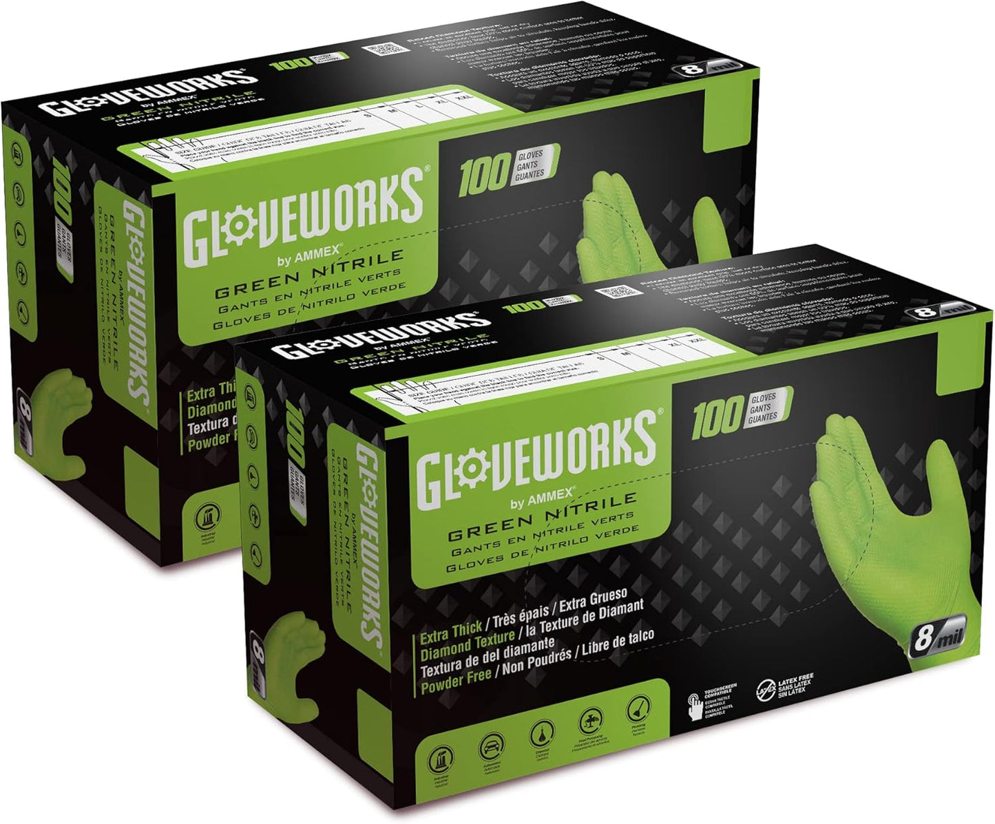 GLOVEWORKS HD Green Nitrile Gloves for Heavy Duty Use