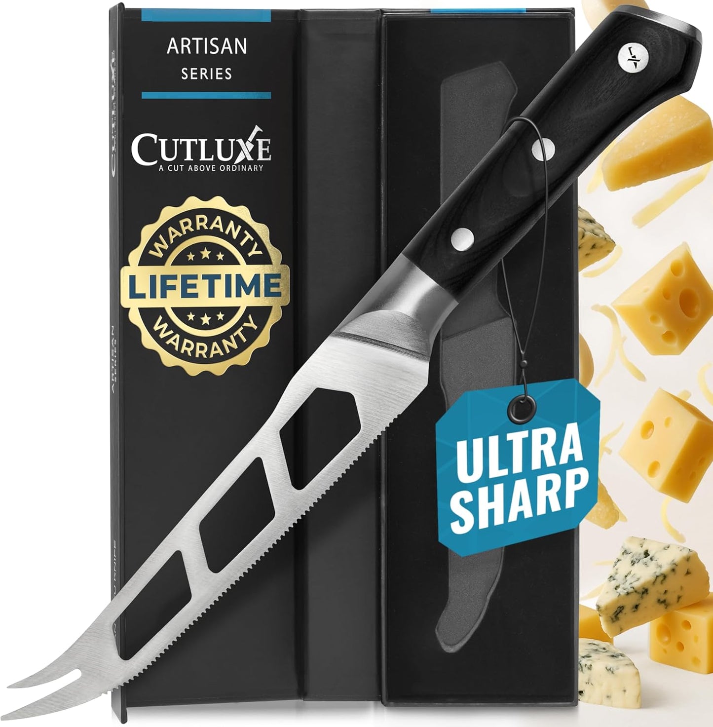 Cutluxe Cheese Knife Slicer for Soft and Hard Cheese Lovers