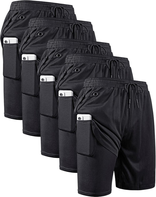 JWJ Mens 2 in 1 Running Shorts Quick Dry Athletic Workout Gear
