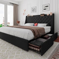 iPormis King Bed Frame with 4 Storage Drawers - Low Profile Storage