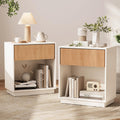 Fluted Nightstands Set of 2 - Modern Bedside Tables with Drawer